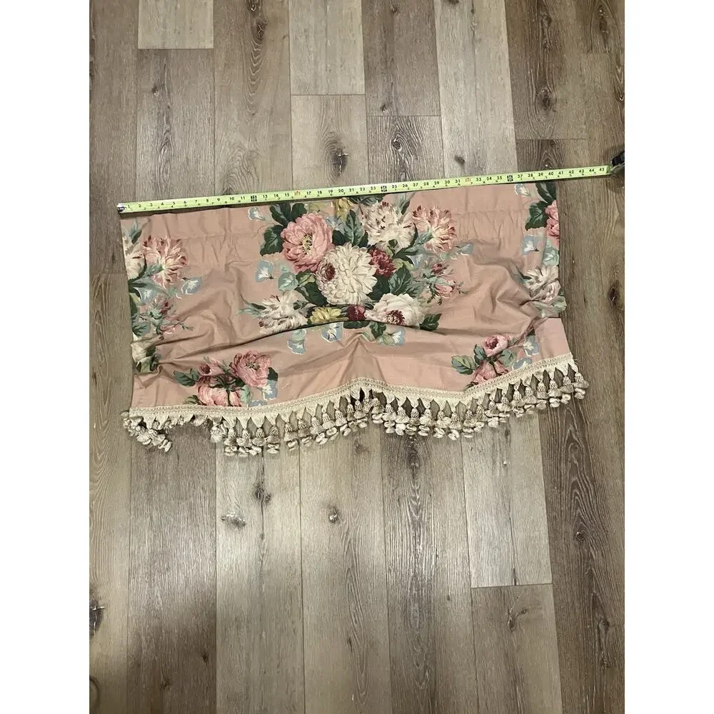 VTG Ralph Lauren Cynthia Pink Floral Valance Tassels Hand-Sewn Rings 80s RARE